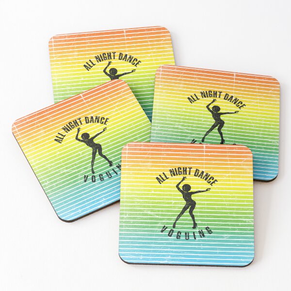 Item preview, Black silhouette of a woman dancing voguing against a background of colorful stripes designed and sold by HarridanCreates.