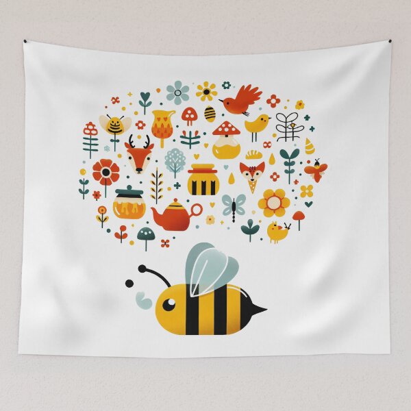 Item preview, Scandinavian Folk art - Whimsical Bee’s Daydream by heidiannemorris ©️  designed and sold by FOLK ART FUSION.