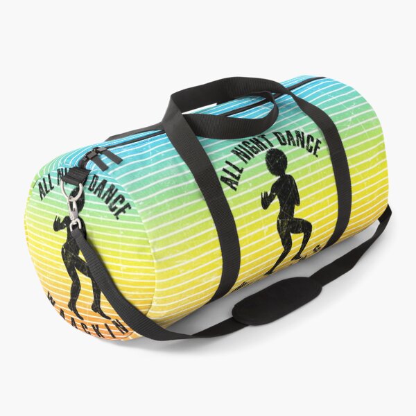 Item preview, Black silhouette of a man dancing waacking against a background of colorful stripes designed and sold by HarridanCreates.