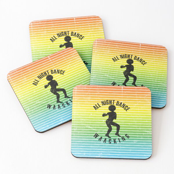Item preview, Black silhouette of a man dancing waacking against a background of colorful stripes designed and sold by HarridanCreates.