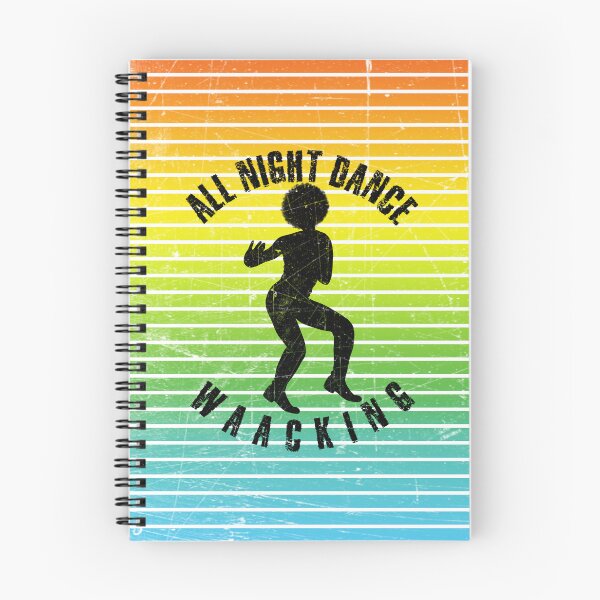 Item preview, Black silhouette of a man dancing waacking against a background of colorful stripes designed and sold by HarridanCreates.