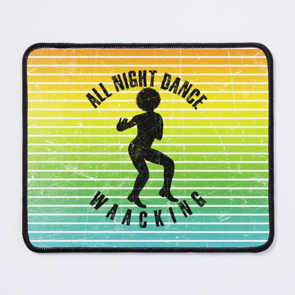 Item preview, Black silhouette of a man dancing waacking against a background of colorful stripes designed and sold by HarridanCreates.