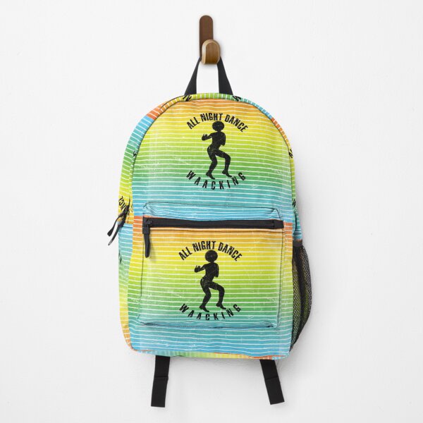 Item preview, Black silhouette of a man dancing waacking against a background of colorful stripes designed and sold by HarridanCreates.