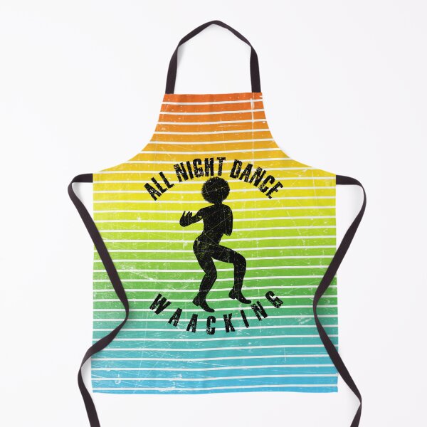 Item preview, Black silhouette of a man dancing waacking against a background of colorful stripes designed and sold by HarridanCreates.