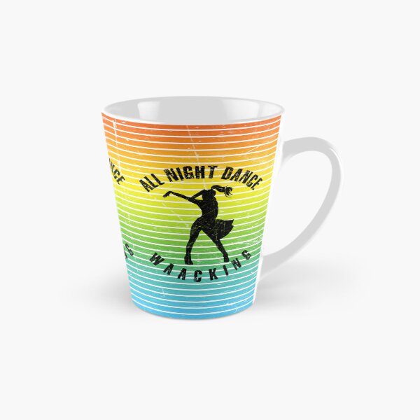 Item preview, Black silhouette of a woman dancing waacking against a background of colorful stripes designed and sold by HarridanCreates.