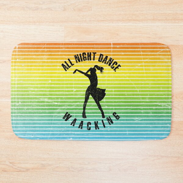 Item preview, Black silhouette of a woman dancing waacking against a background of colorful stripes designed and sold by HarridanCreates.