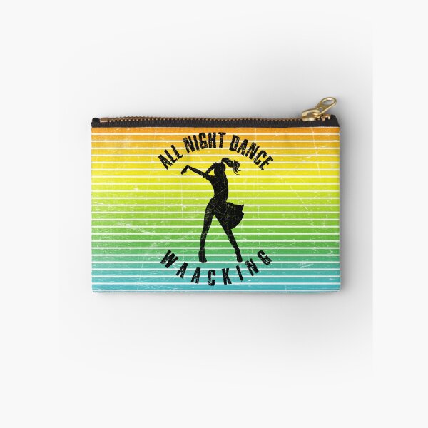 Item preview, Black silhouette of a woman dancing waacking against a background of colorful stripes designed and sold by HarridanCreates.