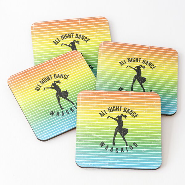 Item preview, Black silhouette of a woman dancing waacking against a background of colorful stripes designed and sold by HarridanCreates.