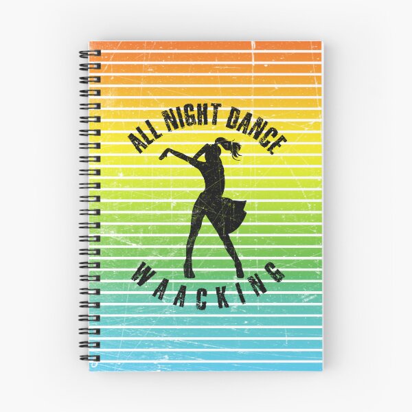 Item preview, Black silhouette of a woman dancing waacking against a background of colorful stripes designed and sold by HarridanCreates.