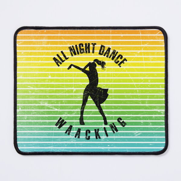 Item preview, Black silhouette of a woman dancing waacking against a background of colorful stripes designed and sold by HarridanCreates.