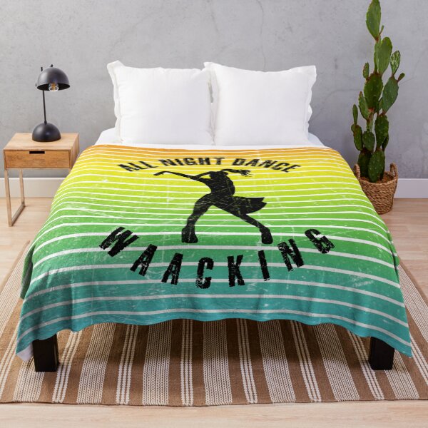 Item preview, Black silhouette of a woman dancing waacking against a background of colorful stripes designed and sold by HarridanCreates.