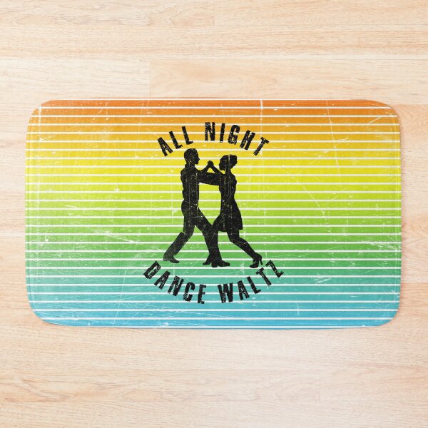Item preview, Black silhouette of a couple dancing waltz against a background of colorful stripes designed and sold by HarridanCreates.