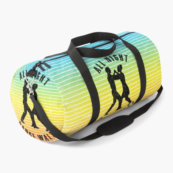 Item preview, Black silhouette of a couple dancing waltz against a background of colorful stripes designed and sold by HarridanCreates.