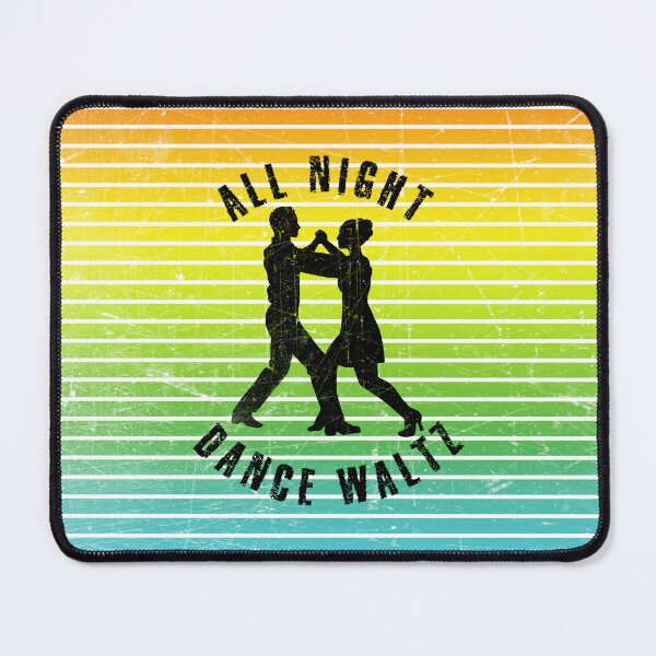 Item preview, Black silhouette of a couple dancing waltz against a background of colorful stripes designed and sold by HarridanCreates.