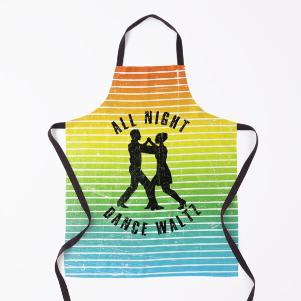 Item preview, Black silhouette of a couple dancing waltz against a background of colorful stripes designed and sold by HarridanCreates.