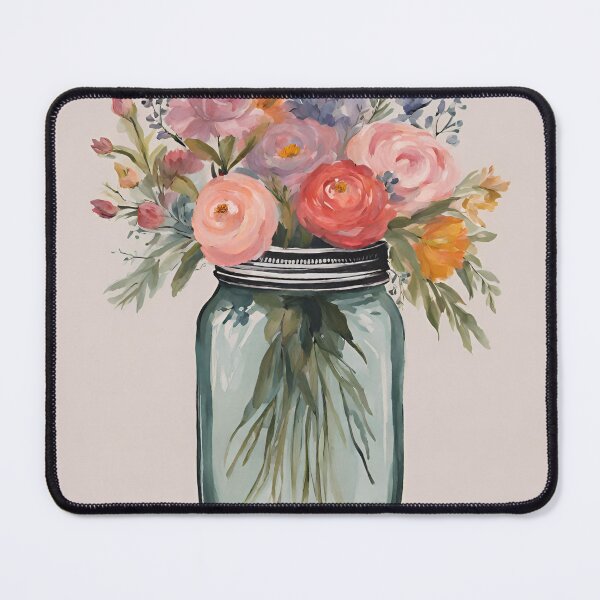 Item preview, A jar of flowers pink and peach colour designed and sold by NingningS.