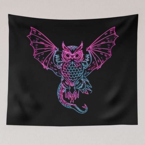 Item preview, Neon monster half owl half dragon designed and sold by Paul-Place.