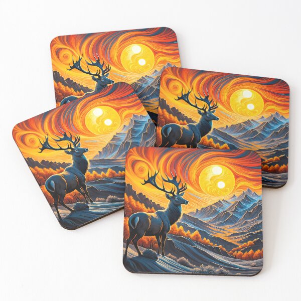 Item preview, Deer Against Swirling Sun, Ai Generated Art  designed and sold by ACC .