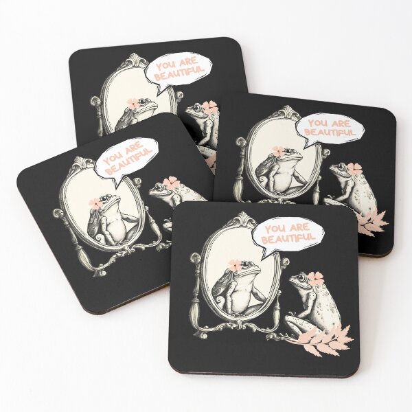 Item preview, Frog at the mirror - funny motivational quote - mushrooms fantasy book designed and sold by Fantasy Cache.