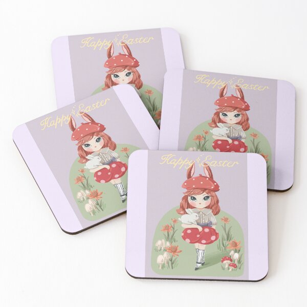 Item preview, Easter cute bunny girl with red beret designed and sold by Yunipop.