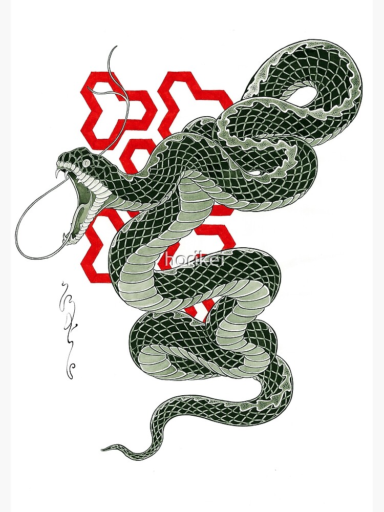 Japanese Snake&quot; Postcard by horikei | Redbubble