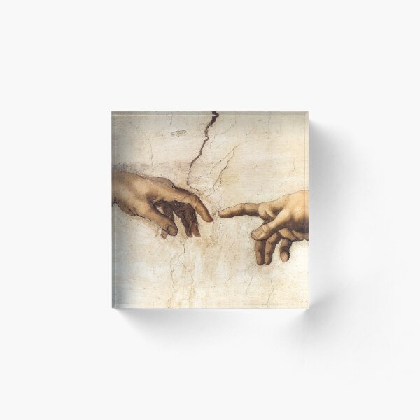The Creation of Adam Michelangelo Painting Acrylic Block