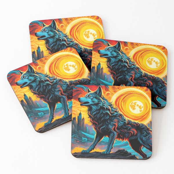 Item preview, Wolf Against Swirling Sun, Ai Generated Art  designed and sold by ACC .