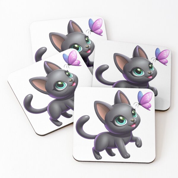 Item preview, Cute cat chasing butterflies designed and sold by catcraftss.