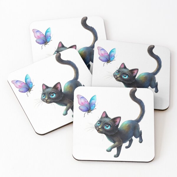 Item preview, Cute cat chasing butterflies designed and sold by catcraftss.