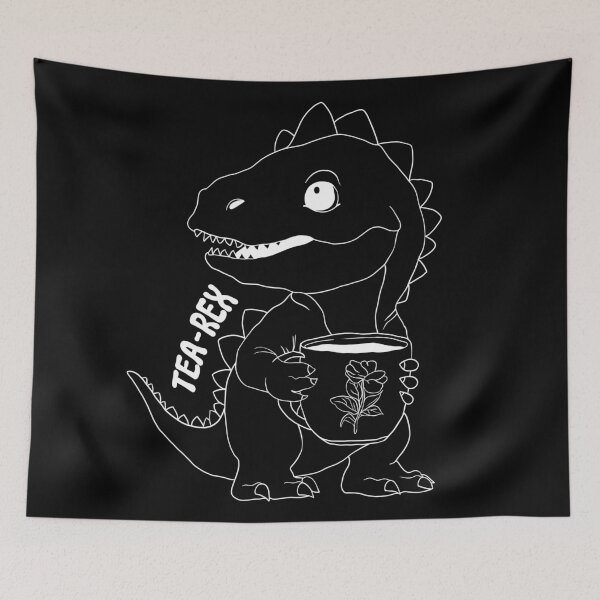 Item preview, Tea Rex, T-Rex, Dinosaur, White Line Drawing designed and sold by velvetearth.