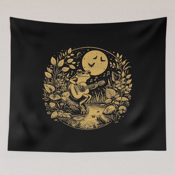 Item preview, Toad Frog Playing Guitar Nature Pond designed and sold by RR-Arts.