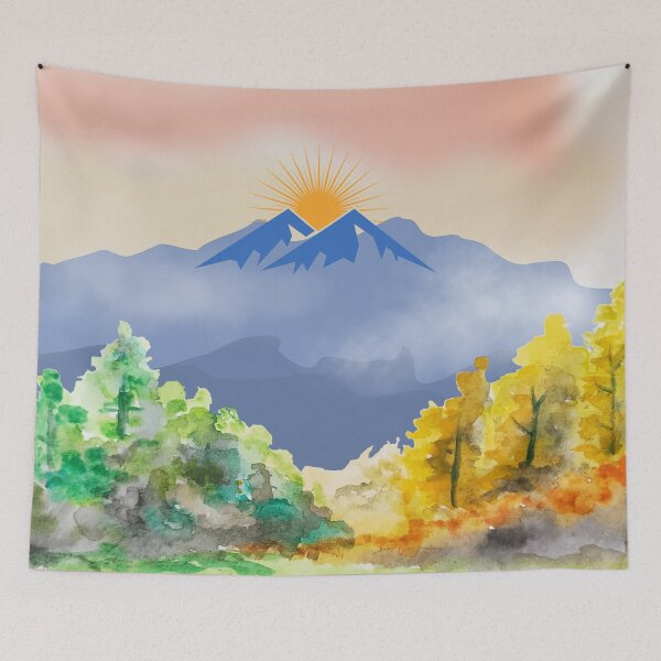 Artikelvorschau, Aquarell Bergsonnenuntergang entworfen und verkauft von tomorrowsart.