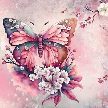 Artwork thumbnail, Butterfly Amongst Cherry Blossoms by Linda Roisum