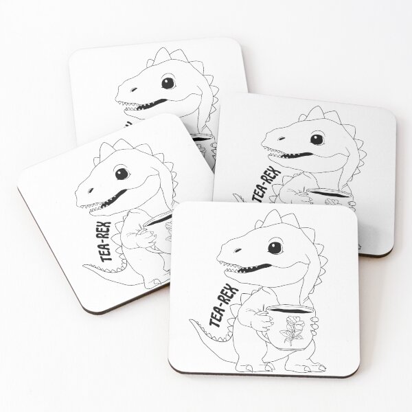 Item preview, Tea Rex, T-Rex, Dinosaur, Black Line Drawing designed and sold by velvetearth.