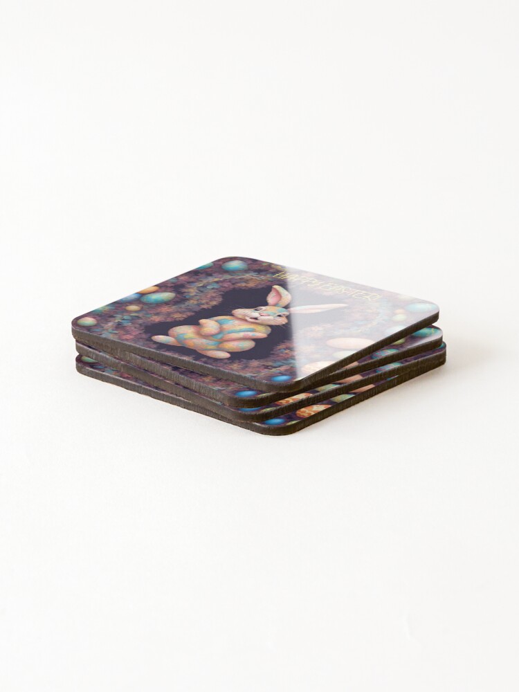 Thumbnail 4 of 5, Coasters (Set of 4), Cute Easter Rabbit. designed and sold by NextDoorToMe.