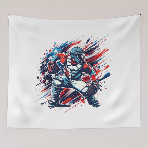 Item preview, Patriotic Baseball Catcher Vintage American Flag 4th of July designed and sold by TeeFleet Noble.
