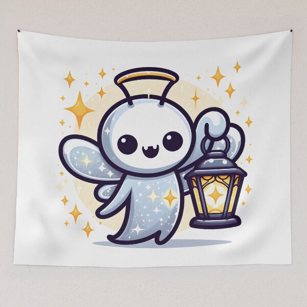 Item preview, Kawaii Sparkling Banshee Holding Glowing Lantern designed and sold by CanvasCutie.