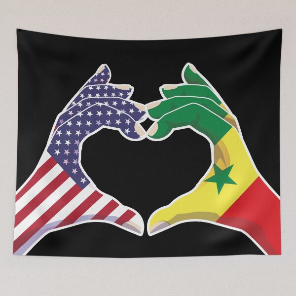 Item preview, Senegal Senegalese USA United States American America Love Heart Peace designed and sold by FlagX.