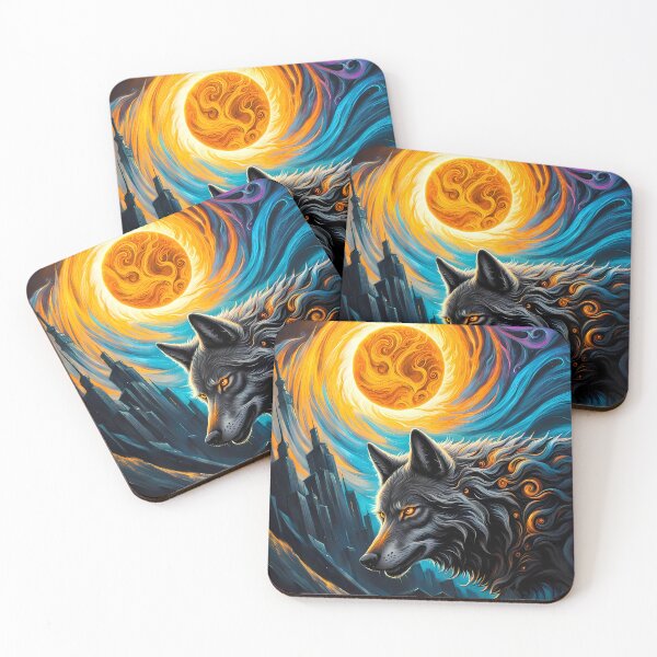 Item preview, Wolf Against Swirling Sun, Ai Generated Art  designed and sold by ACC .