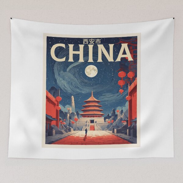 Item preview, Xian China Vintage Travel Poster Tourism  designed and sold by TravelersGems.