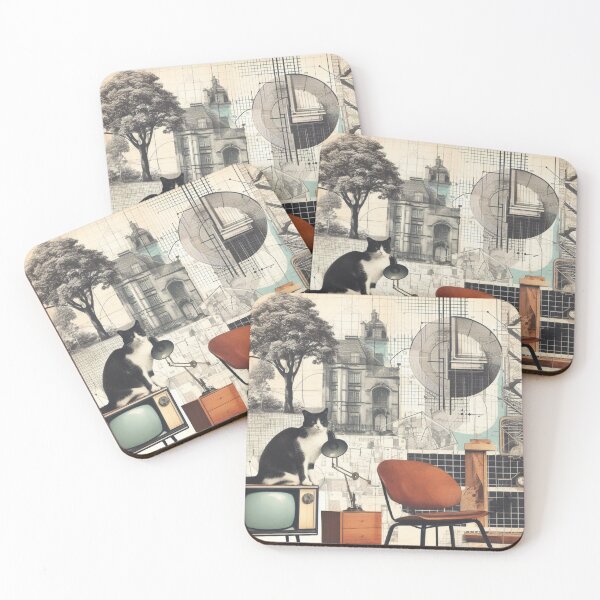 Item preview, Cat on TV designed and sold by TheCollageWorld.