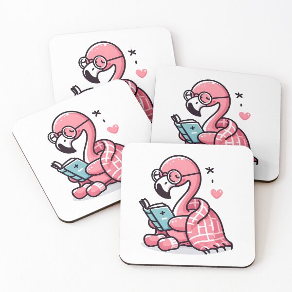Item preview, Kawaii Flamingo With Reading Glasses designed and sold by CanvasCutie.