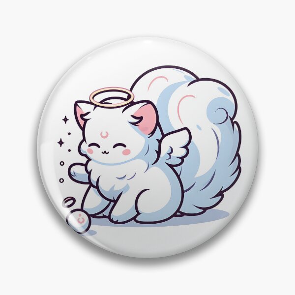 Item preview, Kawaii Gentle Banshee With A Fluffy White Cat designed and sold by CanvasCutie.