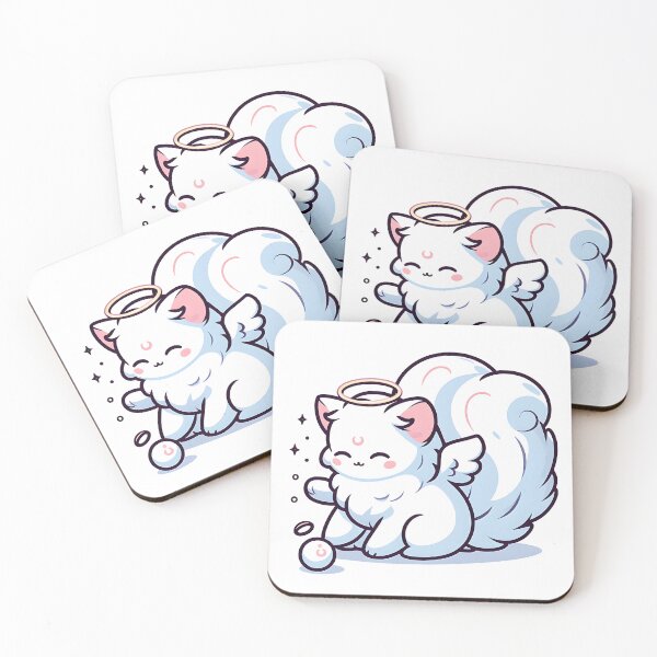 Item preview, Kawaii Gentle Banshee With A Fluffy White Cat designed and sold by CanvasCutie.