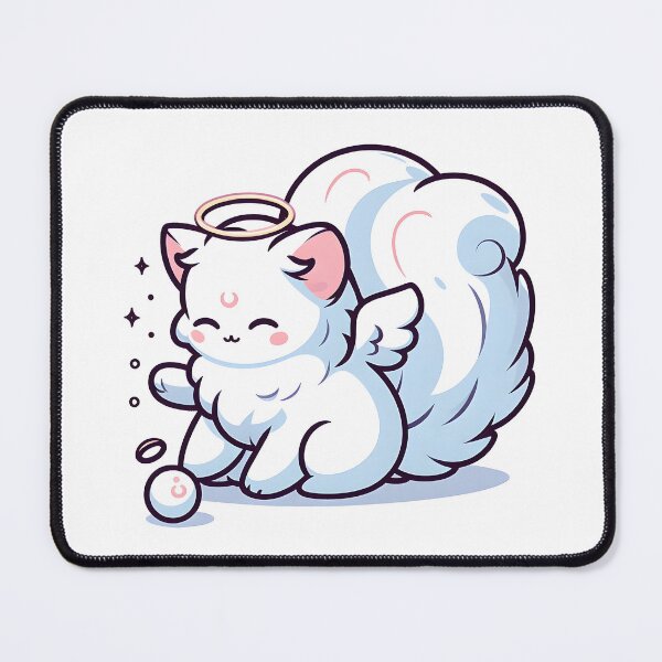 Item preview, Kawaii Gentle Banshee With A Fluffy White Cat designed and sold by CanvasCutie.