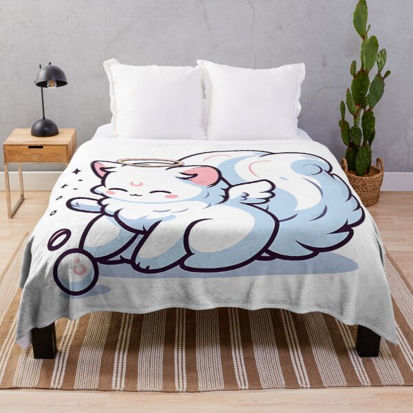 Item preview, Kawaii Gentle Banshee With A Fluffy White Cat designed and sold by CanvasCutie.