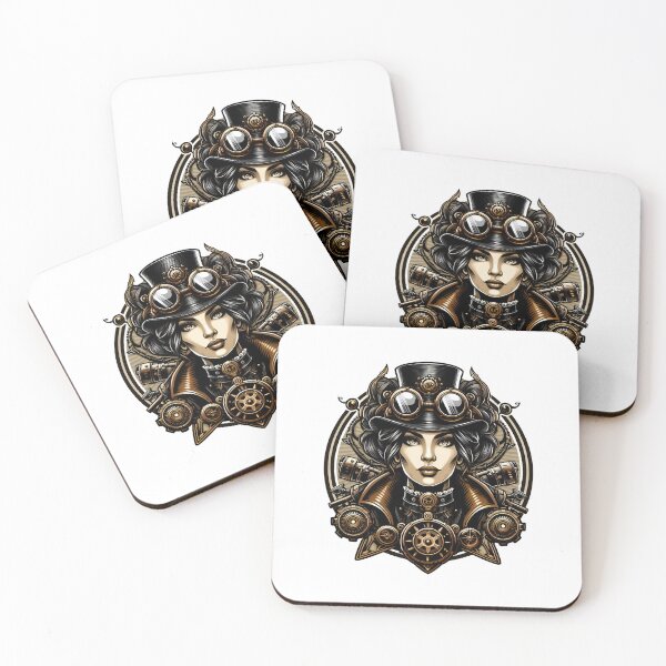 Item preview, Steampunk Woman Vintage Style (White Background) designed and sold by MusesWhispers.