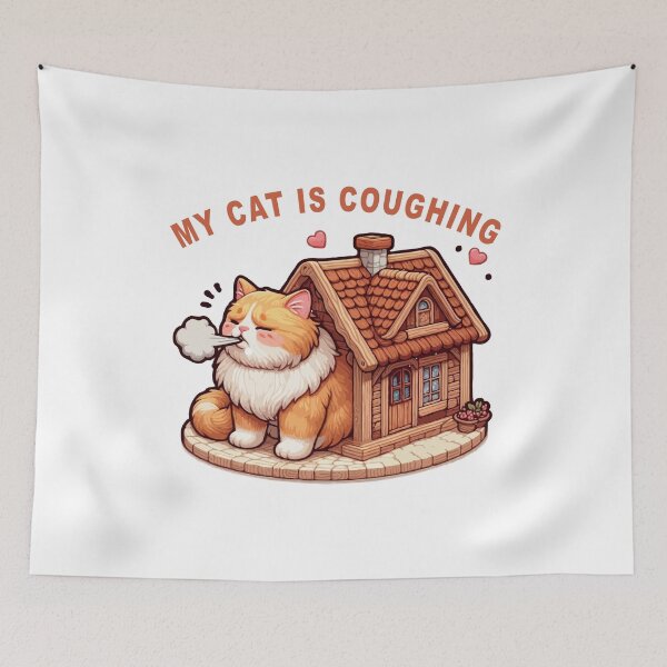 Item preview, my cat is coughing text design designed and sold by TshirtTalkYou.