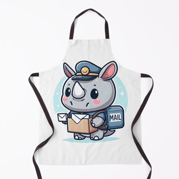 Item preview, Kawaii Rhino Delivering Mail With A Mail Carrier Hat designed and sold by CanvasCutie.