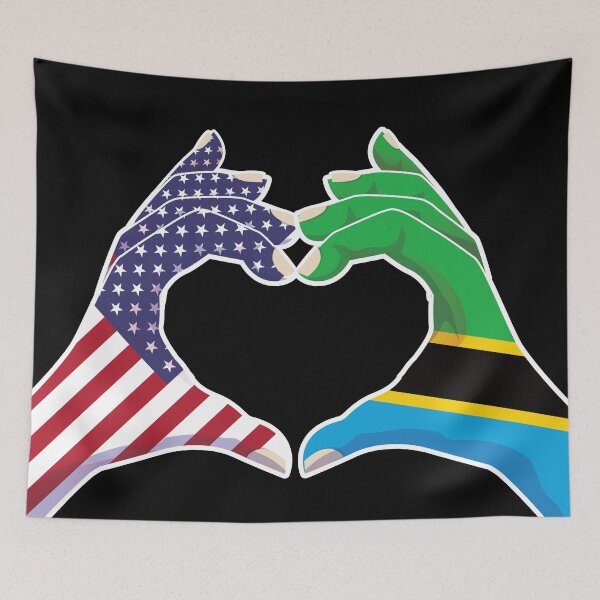 Item preview, Tanzania Tanzanian USA United States American America Love Heart Peace designed and sold by FlagX.